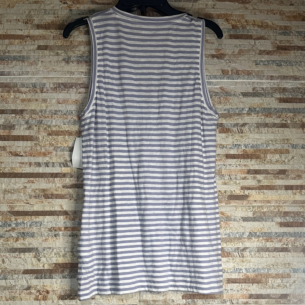 Madewell V-Neck Striped Muscle Tee in Gray and White - Picture 3 of 3
